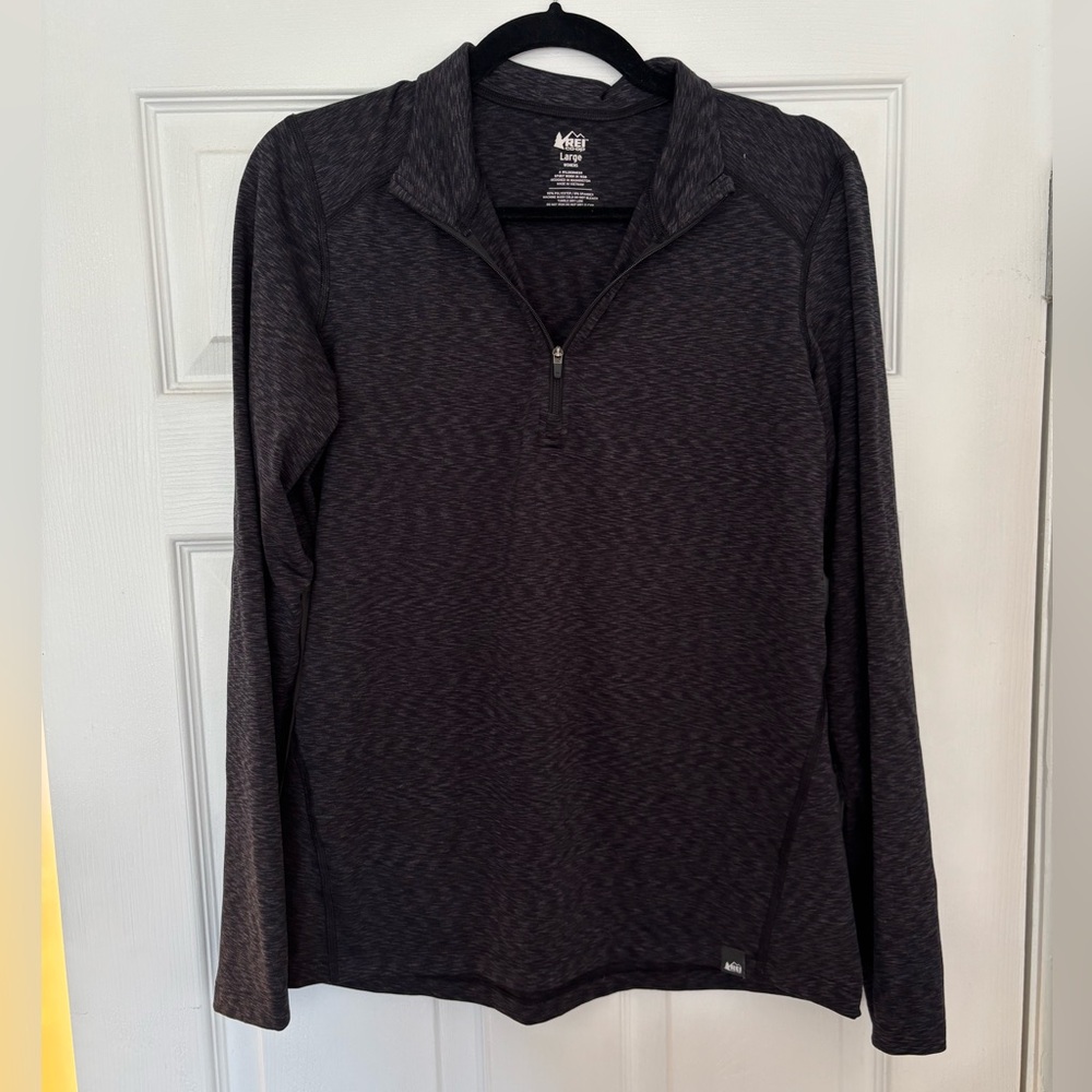 REI base layer quarter zip black/grey, Women’s Large
